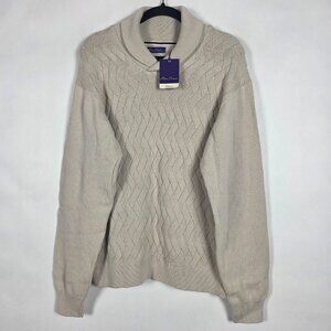 Alan Flusser Classic Luxury Shawl Cotton Knit NWT Mens Large Long Sleeve Sweater